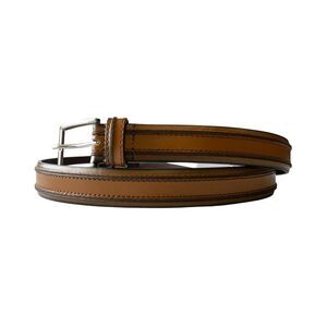 Florsheim Double Brown Black Ribbed Genuine Leather Belt Men's Size 38
